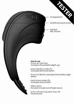 Cock Ring - With C-spot E-stim Massager - Black - Tester..