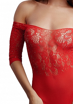 Crotchless Rhinestone Teddy - One Size