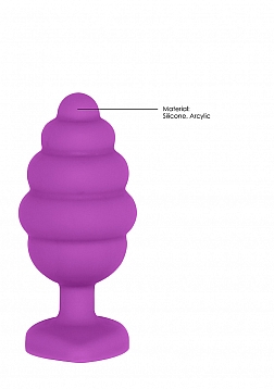 Regular Ribbed Diamond Heart Plug - Purple..