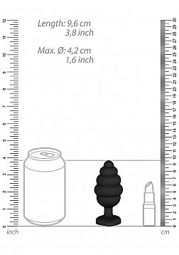 Extra Large Ribbed Diamond Heart Plug - Black..