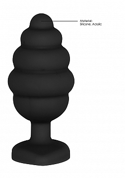Extra Large Ribbed Diamond Heart Plug - Black..
