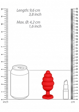 Extra Large Ribbed Diamond Heart Plug - Red..
