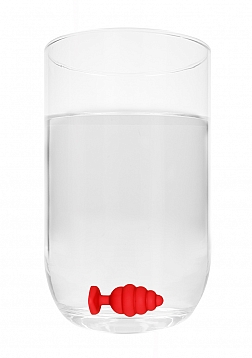 Extra Large Ribbed Diamond Heart Plug - Red..