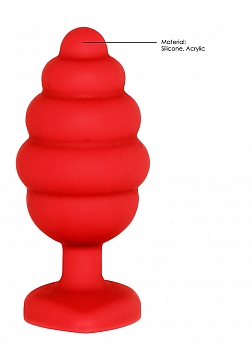 Extra Large Ribbed Diamond Heart Plug - Red..