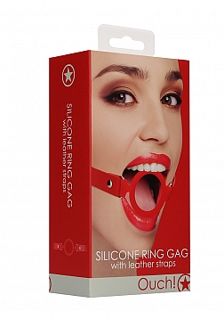 Silicone Ring Gag with Leather Straps