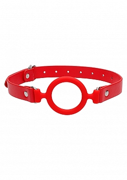 Silicone Ring Gag with Leather Straps