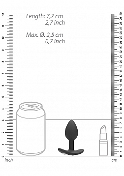 Regular Diamond Butt Plug With Handle - Black..