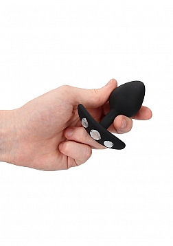 Regular Diamond Butt Plug With Handle - Black..