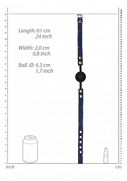 Silicone Ball Gag - With Roughend Denim Straps - Blue ..