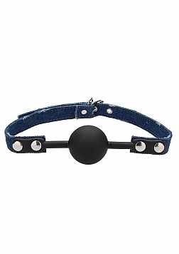 Silicone Ball Gag - With Roughend Denim Straps - Blue ..