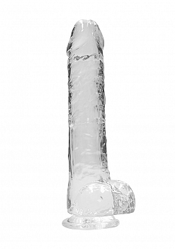 9" / 25 cm Realistic Dildo With Balls - Transparent..