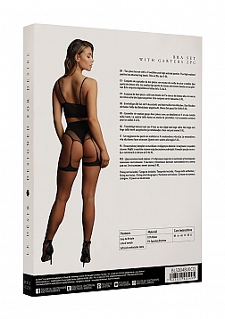 2PC Bra set with garters - Black - O/S