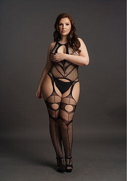 Suspender Bodystocking - Plus Size