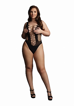 Contrast Fence Net Teddy - Plus Size