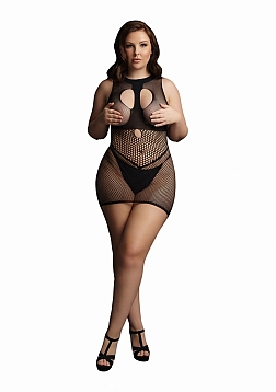 Duo Net Open Cup Mini Dress - Plus Size