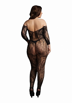 Lace Sleeved Bodystocking - Plus Size