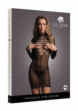 Long Sleeve Fishnet Dress - One Size
