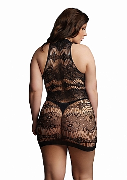 Criss Cross Neck Mini Dress - Plus Size