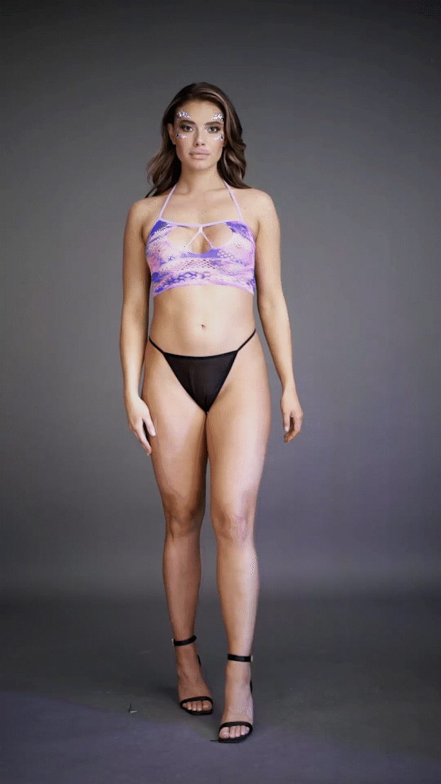 Strappy Halter Top & Dazzling Sticker - O/S