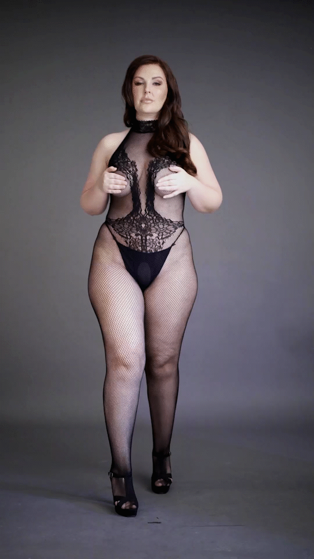 Fishnet and Lace Bodystocking - Plus Size