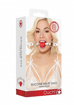 Silicone Heart Gag - Nurse Theme - White..