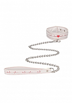 Collar With Leash - Nurse Theme - White..