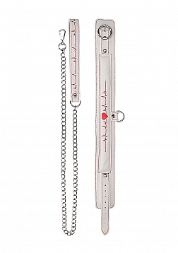 Collar With Leash - Nurse Theme - White..