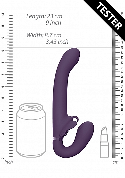 VIVE-SATU Rechargeable Pulse-Wave Triple Motor Silicone Strapless Strapon - Purple..