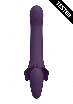 VIVE-SATU Rechargeable Pulse-Wave Triple Motor Silicone Strapless Strapon - Purple..