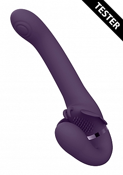 VIVE-SATU Rechargeable Pulse-Wave Triple Motor Silicone Strapless Strapon - Purple..