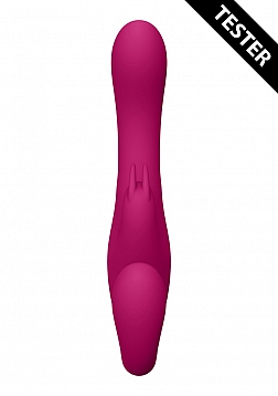 VIVE-SATU Rechargeable Vibrating Triple Motor Silicone Rabbit Strapless Strapon - Pink..