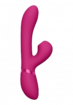 VIVE-HIDE Rechargeable Pulse & Airwave Technology Silicone Vibrator - Pink..