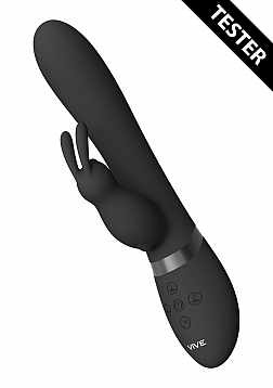 VIVE-TAKA Rechargeable Auto-Inflatable Triple Motor Silicone Rabbit - Black..