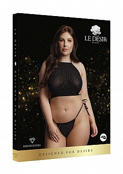 Festive Rhinestone Top and Thong - Plus Size