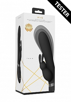 VIVE-TAKA Rechargeable Auto-Inflatable Triple Motor Silicone Rabbit - Black..