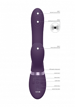 VIVE-HIDE Rechargeable Pulse & Airwave Technology Silicone Vibrator - Purple..