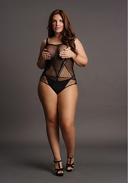 Contrast Net Teddy - Plus Size