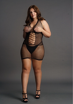 Peek-A-Boo Fishnet Dress - Plus Size