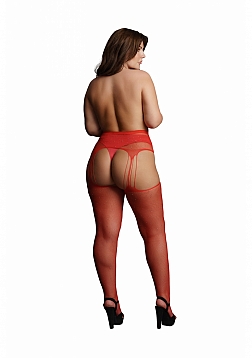 Suspender Rhinestone Pantyhose - Plus Size