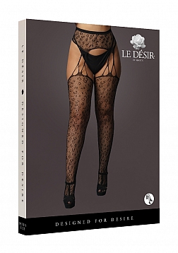 Suspender Leopard Pantyhose - Plus Size