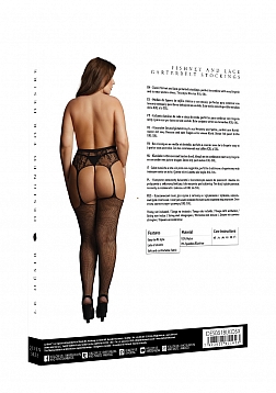 Fishnet and Lace Garterbelt Stockings - Plus Size