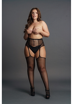High-Waist Garterbelt Stockings - Plus Size