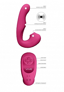 Zaki - Rechargeable Silicone Airwave - Pulse Wave - Vibrating G-Spot Vibrator - Pink..