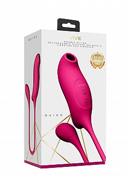 Quino - Rechargeable Silicone Airwave & Vibrating Egg Vibrator - Pink..