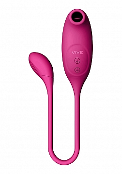 Quino - Rechargeable Silicone Airwave & Vibrating Egg Vibrator - Pink..