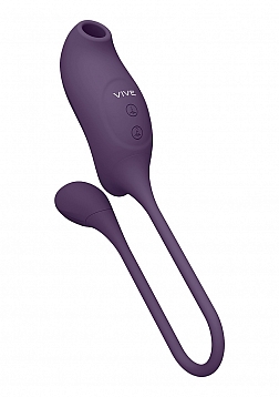 Quino - Rechargeable Silicone Airwave & Vibrating Egg Vibrator - Purple..