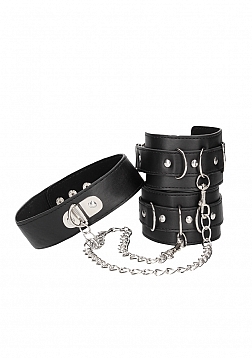 Bonded Leather Collar with Hand Cuffs 
