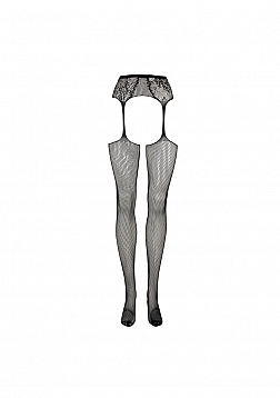 Fishnet and Lace Garterbelt Stockings - One Size