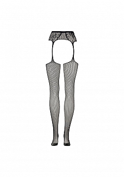Fishnet and Lace Garterbelt Stockings - One Size