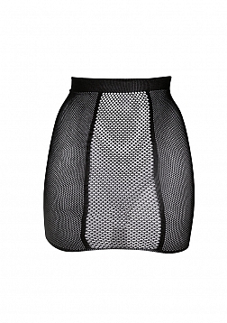 High-waist fishnet skirt - Black - O/S